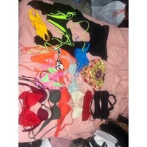 Huge swimwear bundle – 25+ pieces total, mostly size Small (some adjustable)
